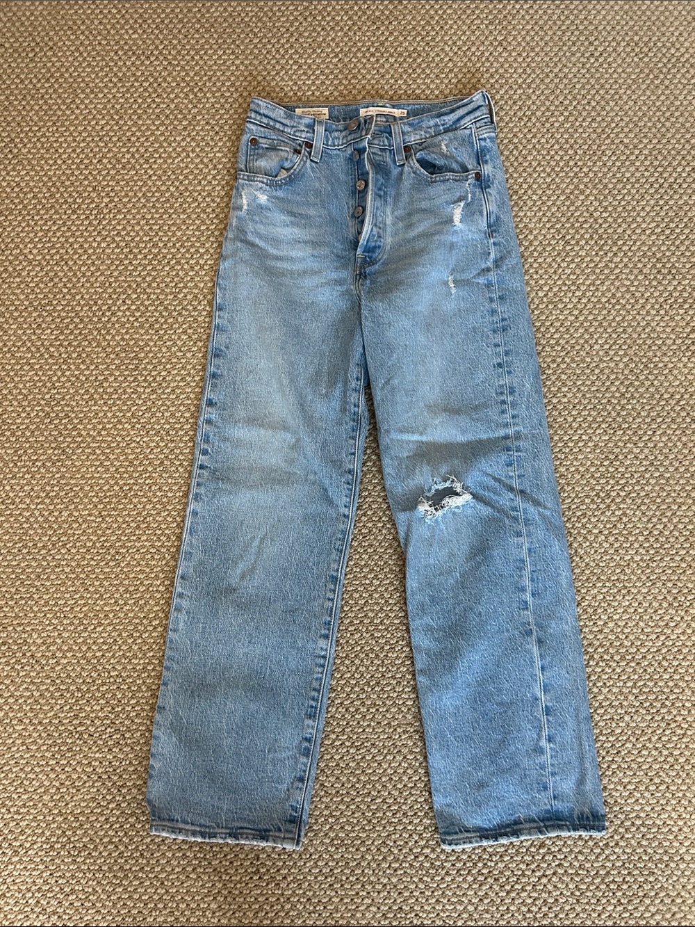 Levi's Light Blue Straight Leg Distressed Jeans